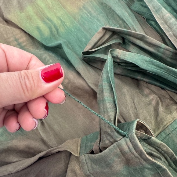 Theory Skirt Women 8 Green Brown Ombre Wrap Sash Tie Preppy Artsy Boho Hippie - Picture 3 of 14